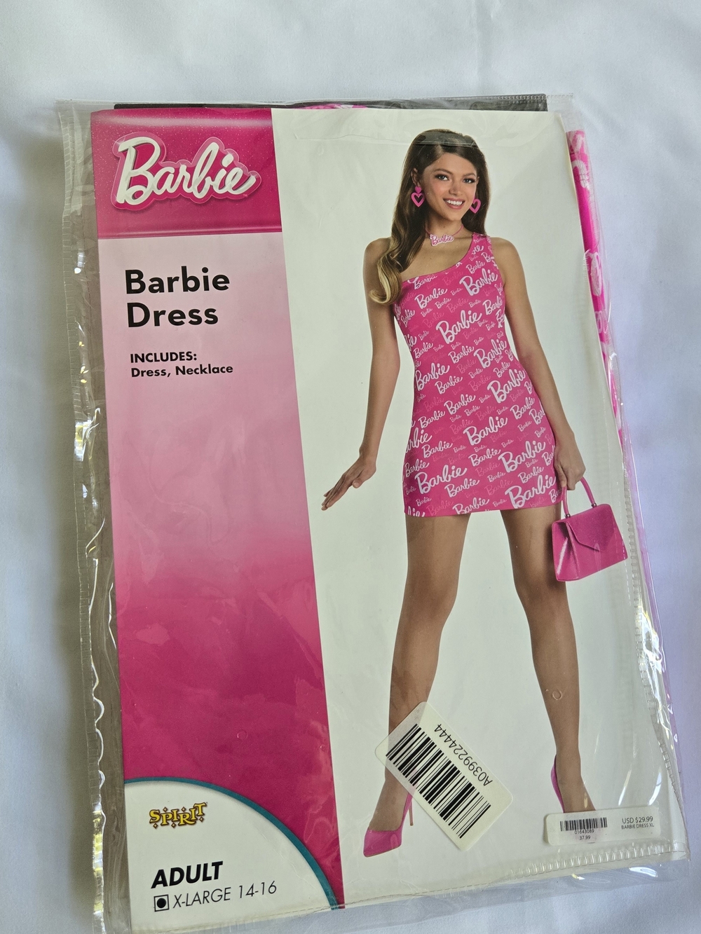 Barbie Halloween Costume Dress & Necklace Spirit X-Large Original Packaging